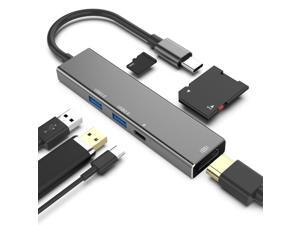Type-C to 4K HDMI + USB 3.0 + USB 2.0 + PD + TF Card Reader Adapter USB Hub Converter Adapter for MacBook Pro iPhone Type-C to 4K HDMI + USB 3.0 + USB 2.0 + PD + TF Card Reader Adapter USB Hub Converter Adapter for MacBook Pro iPhone