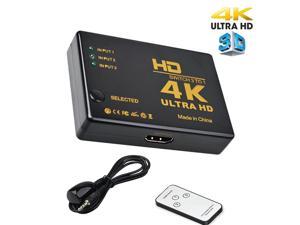 3 in 1 Out HDMI-compatible Video Switcher Splitter 4K*2K UHD 1080P 3 Port Selector 3x1 with Remote Control For PS3 PS4 PC HDTV