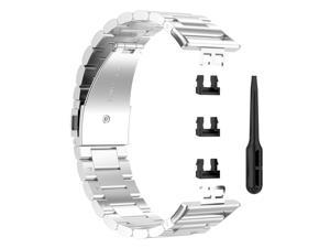Suitable for Huawei Watch Fit Smart Watch with Three Stainless Steel Straps, with Tools (Silver)