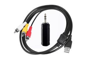 3 RCA To USB Cable With 1/4 Inch Stereo Jack To 3.5Mm Stereo Adapter