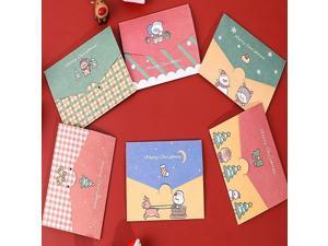 OIAGLH 1pcspack Kawaii Christmas series greeting card cartoon envelope folding small card Christmas Thanksgiving Holiday Cardchrismas