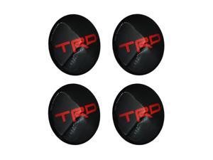 4 x 60mm Black Red TRD Wheel Center Cap Stickers Hubcap Cover Emblems Resin