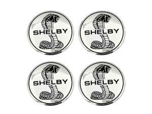 4 x Stick-On Chrome Shelby Snake Car Wheel Center Cap Stickers, Sporty Hubcap Emblems Universal Fit