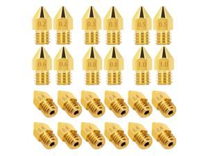 24PCS 3D Printer Extruder Nozzles for MK8 0.2mm, 0.3mm, 0.4mm, 0.5mm, 0.6mm, 0.8mm, 1.0mm for Creality CR-10 Ender 3 5