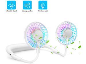 Green Portable Hands-Free Fan,Mini Fan Personal Fan USB Rechargeable Foldable Wearable Mute Lazy Fan Neck Fan 3 Speeds 29 Fan Blade Design-for Running Travel Sport Outdoor Camping Office