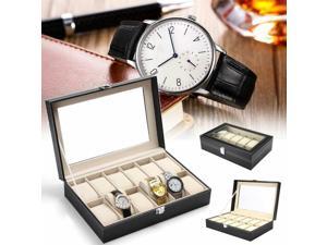12 Grids Slots Leather Jewelry Watch Portable Display Case Box Storage Holder