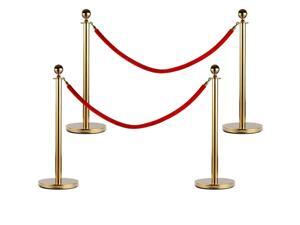 High Grade 2/4/6 PCS Stanchion Post Queue Pole Red Belt Crowd Control Barrier US High Grade 2/4/6 PCS Stanchion Post Queue Pole Red Belt Crowd Control Barrier US