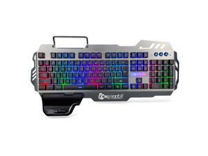 7pin PK-900 Gaming Keyboard RGB Backlight Computer Keyboard with Mobile Phone Holder Wrist Rest Silver 7pin PK-900 Gaming Keyboard RGB Backlight Computer Keyboard with Mobile Phone Holder Wrist Rest Silver