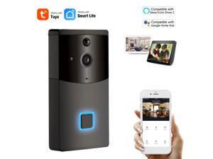 WiFi Smart Security DoorBell HD 1080P Wireless Visual Intercom Recording Video Door Phone PIR Motion Detector Rainproof TuyaSmart APP Remote Home Monitoring Night Vision Compatible with Alexa Echo