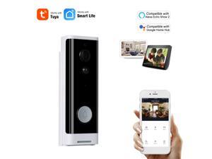 WiFi Smart Security DoorBell HD 1080P Wireless Visual Intercom Recording Video Door Phone PIR Motion Detector Rainproof TuyaSmart APP Remote Home Monitoring Night Vision Compatible with Alexa Echo