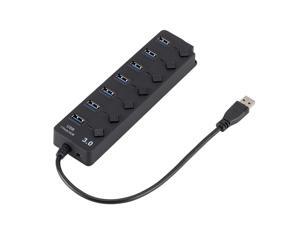 USB 3.0 HUB Splitter 7 Ports with On/Off Switches High Speed 5Gbps Micro Multiple USB Port Expander for PC Computer USB 3.0 HUB Splitter 7 Ports with On/Off Switches High Speed 5Gbps Micro Multiple USB Port Expander for PC Computer