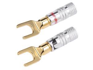Y Spade Speaker Plugs Wire Connector Audio Loudspeaker Connector Amplifier Adapter Left and Right Channels Gold Plated Speaker Plug Y Spade Speaker Plugs Wire Connector Audio Loudspeaker Connector Amplifier Adapter Left and Right Channels Gold Plated Speaker Plug