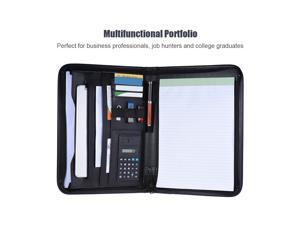 Multifunctional Professional Business Zippered Portfolio Padfolio Folder Document Case Organizer A4 PU Leather with Calculator Business Card Holder Memo Note Pad Multifunctional Professional Business Zippered Portfolio Padfolio Folder Document Case Organizer A4 PU Leather with Calculator Business Card Holder Memo Note Pad