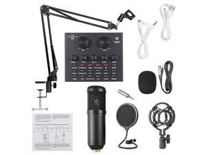 Live Sound Card Microphone Set Voice Changer Multifunctional USB Audio Interface Intelligent Volume Mic External Sound Card for Live Broadcast