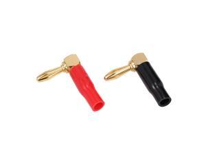 Connector with Black + Red Banana Plug at Right Angle 24 K Plated Banana Cable Screw Plug Connector Connector with Black + Red Banana Plug at Right Angle 24 K Plated Banana Cable Screw Plug Connector