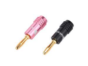 Banana Plugs Black & Pink Jack 24K Gold-Plated Connectors Amplifier Plug for Speaker Connector Wires Banana Plugs Black & Pink Jack 24K Gold-Plated Connectors Amplifier Plug for Speaker Connector Wires