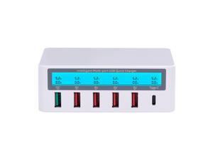 Smart Charging Station with 6 Ports LCD USB Charging Dock QC3.0 Fast Charging Universal Compatibility Charging Station for Family and Office Use Smart Charging Station with 6 Ports LCD USB Charging Dock QC3.0 Fast Charging Universal Compatibility Charging Station for Family and Office Use