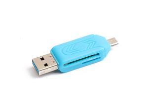 Micro USB 2 IN 1 OTG Card Reader Type-C3.0 Support TF Card Recorder Phone Storage Card Rotatable Card Reader Blue Micro USB 2 IN 1 OTG Card Reader Type-C3.0 Support TF Card Recorder Phone Storage Card Rotatable Card Reader Blue