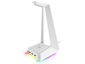 Razer Base Station Chroma Enabled Headset Stand Headphone Support Holder Chroma RGB Lighting 3 USB 3.0 Ports Detachable Base for Gaming Headsets Silver Razer Base Station Chroma Enabled Headset Stand Headphone Support Holder Chroma RGB Lighting 3 USB 3.0 Ports Detachable Base for Gaming Headsets Silver
