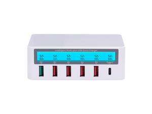 Smart Charging Station with 6 Ports LCD USB Charging Dock QC3.0 Fast Charging Universal Compatibility Charging Station for Family and Office Use Smart Charging Station with 6 Ports LCD USB Charging Dock QC3.0 Fast Charging Universal Compatibility Charging Station for Family and Office Use