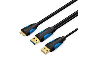 VENTION USB Type A Male to Micro B USB3.0 Cable with Extra Power Supply 0.5m Replacement for External Hard Drive Samsung S5 Note3