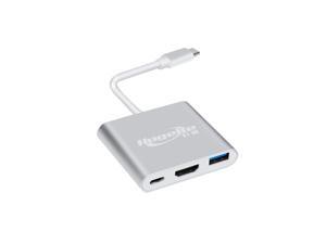 Hugeke 3 in 1 Type-C Expansion Hub USB C to HD/USB3.0/PD Adapter 4K/2K Converter for Mac/Huawei/Samsung (Silver) Hugeke 3 in 1 Type-C Expansion Hub USB C to HD/USB3.0/PD Adapter 4K/2K Converter for Mac/Huawei/Samsung (Silver)