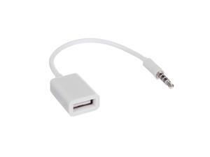 3.5mm Male Car AUX Audio Jack to USB 2.0 Female Adapter Converter Cord OTG Cable (White) 3.5mm Male Car AUX Audio Jack to USB 2.0 Female Adapter Converter Cord OTG Cable (White)