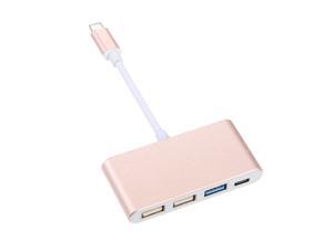 4 in 1 Type-C to Type-C 3 Hub Charging Port Type-C to USB 3.0 Adapter Cable USB C to 3 Hub Fast Speed (Gold) 4 in 1 Type-C to Type-C 3 Hub Charging Port Type-C to USB 3.0 Adapter Cable USB C to 3 Hub Fast Speed (Gold)