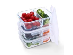 Homgeek 3pcs/set Glass Food Storage Containers Glass Meal Prep Containers Glass Food Container with 2 Full Divider with Snap Locking Lid 2 Compartments Glass Containers Homgeek 3pcs/set Glass Food Storage Containers Glass Meal Prep Containers Glass Food Container with 2 Full Divider with Snap Locking Lid 2 Compartments Glass Containers