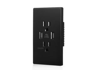 High Speed USB Charger Wall Outlet Socket Electrical Outlet Dual USB Port with Smart Chip Receptacle Plug 15A Receptacle Black High Speed USB Charger Wall Outlet Socket Electrical Outlet Dual USB Port with Smart Chip Receptacle Plug 15A Receptacle Black