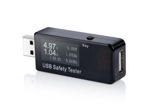 USB Digital Tester Current Voltage Monitor DC 5.1A 30V Amp Voltage Meter Test Speed of Chargers Cables Capacity of Power Banks Black