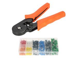 Multifunctional Professional Cable Wire Crimper Crimping Pliers Tool Ferrule Crimpers 0.25-6.0mm² + 800Pcs Copper Insulated Cord Pin End Crimp Terminal Electrical Wire Connector AWG23-10 Set