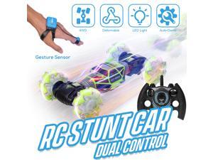 RC Stunt Car 4WD Watch Gesture Sensor Control Deformable Electric Car All-Terrain Transformable Car Auto-demo for Kids Christmas Gift w/ LED Light Music RC Stunt Car 4WD Watch Gesture Sensor Control Deformable Electric Car All-Terrain Transformable Car Auto-demo for Kids Christmas Gift w/ LED Light Music
