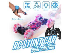 RC Stunt Car 4WD Watch Gesture Sensor Control Deformable Electric Car All-Terrain Transformable Car Auto-demo for Kids Christmas Gift w/ LED Light Music RC Stunt Car 4WD Watch Gesture Sensor Control Deformable Electric Car All-Terrain Transformable Car Auto-demo for Kids Christmas Gift w/ LED Light Music