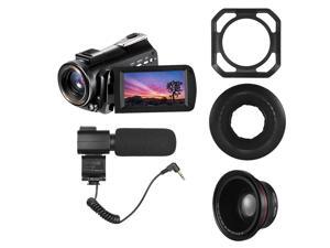 Andoer AC3 4K UHD 24MP Digital Video Camera Camcorder DV Recorder 30X Zoom WiFi Connection IR Night Vision 3.1 Inch IPS LCD Touchscreen with Extra 0.39X Wide Angle Lens + Lens Hood + External