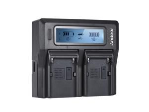 Andoer NP-F970 Dual Channel Digital Camera Battery Charger w/ LCD Display for Sony NP-F550/F750/F950/ NP-FM50/FM500H/QM71
