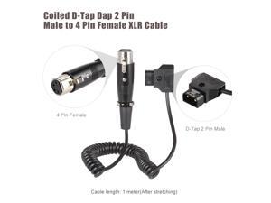 Coiled D-Tap Dap 2 Pin Male to 4 Pin Female XLR Cable 1 meter Length for DSLR Rig Power V-Mount Coiled D-Tap Dap 2 Pin Male to 4 Pin Female XLR Cable 1 meter Length for DSLR Rig Power V-Mount