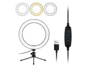 10inch LED Ring Light Photography Fill-in Lamp 3 Lighting Modes Dimmable USB Powered with Mini Desktop Tripod for Live Video Recording Network Broadcast Selfie Makeup 10inch LED Ring Light Photography Fill-in Lamp 3 Lighting Modes Dimmable USB Powered with Mini Desktop Tripod for Live Video Recording Network Broadcast Selfie Makeup