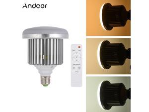 Andoer E27 50W LED Bulb Lamp Adjustable Brightness & Color Temperature 3200K~5600K with Remote Control Studio Photo Video Light AC185-245V