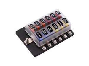 12-Way Blade Fuse Box, Fuse Box Block with LED Warning Indicator Waterproof Cover for Car Boat RV DC 12-32 12-Way Blade Fuse Box, Fuse Box Block with LED Warning Indicator Waterproof Cover for Car Boat RV DC 12-32
