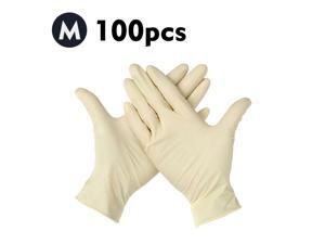 (M)100 Pcs/Disposable Gloves Thick Powder-Free Rubber Latex Stretchy Gloves Sterile Food Safe Grade for Home Food Laboratory Use (M)100 Pcs/Disposable Gloves Thick Powder-Free Rubber Latex Stretchy Gloves Sterile Food Safe Grade for Home Food Laboratory Use