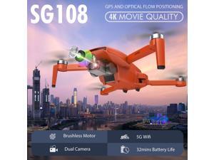SG108 RC Drone with Camera 4K Camera Brushless Drone Dual Camera 5G WiFi FPV GPS Optical Flow Positioning Gesture Photo Video Point of Interest Flight Follow Me RC Qudcopter