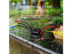 OCDAY 60A 2-3S Brushless ESC Electric Speed Controller with 5.8V/3A BEC for 1/10 RC On-road Off-road Buggy Monster Car OCDAY 60A 2-3S Brushless ESC Electric Speed Controller with 5.8V/3A BEC for 1/10 RC On-road Off-road Buggy Monster Car
