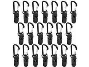 20pcs Tarp Awning Clamp Clips Tent Snaps Hangers Camping Tent Tighten Lock Grip Clamp with Carabiner for Outdoor Camping Farming Garden