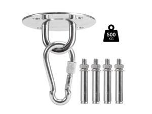 Wall Mounted Hook Carabiner Clips Set Wall Mount Anchor Bracket Hook for Hanging Chair Hammocks Yoga Boxing Punch Bag Training Straps Capacity Up to 1102 Lb