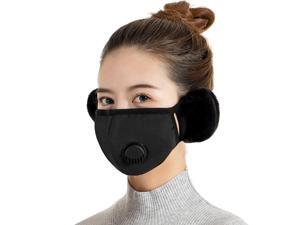 Winter Thermal Face Mask with Breathing valve Reusable Mouth Cover Washable Warm Mask with Ear Covers & Replaceable Activated Carbon   Filter Ear Muff for Running Cycling Skiing & Winter Sports
