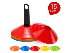 15pcs Agility Disc Cone Set Multi Sport Training Space Cones with Plastic Stand Holder for Soccer Football Ball Game Disc Mini Training Cones Field Markers