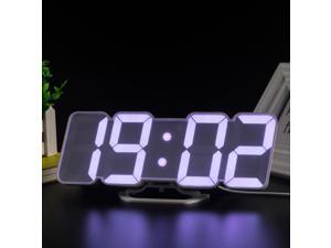 3D Wireless Remote Digital RGB LED Alarm Clock USB Powered Time/Temperature/Date Display 115-Color Changing 3-Level Brightness Sound Control Wall Desktop Clock--White
