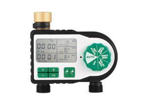 Digital Automatic Watering Timer with 2 Hose Connectors Programmed Garden Irrigation Timer Faucet Sprinkler Intelligent Irrigation Controller for Lawn Farmland Courtyard Greenhouse