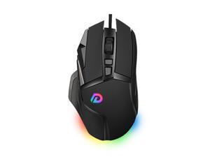 DM502 Wired Gaming Mouse Ergonomic Mice with Optical Engine Maximum 7200DPI 8 Programmable Buttons Colorful RGB Light Effect